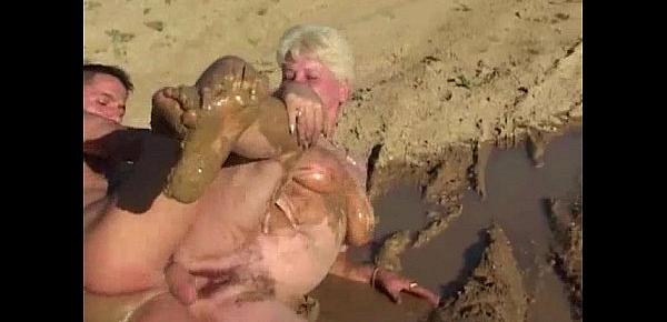  Granny Foursome Fucking In The Mud